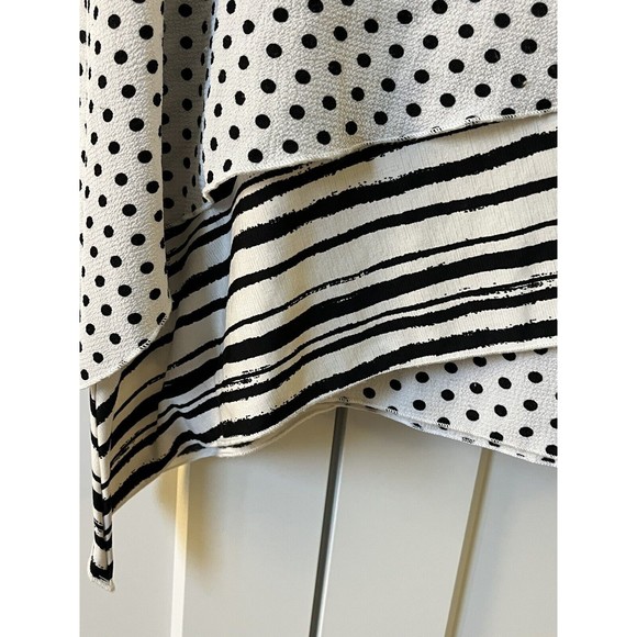 Michael Tyler Womens Sleeveless Tunic Top Shirt Black White Layers Medium Blouse - Picture 5 of 6